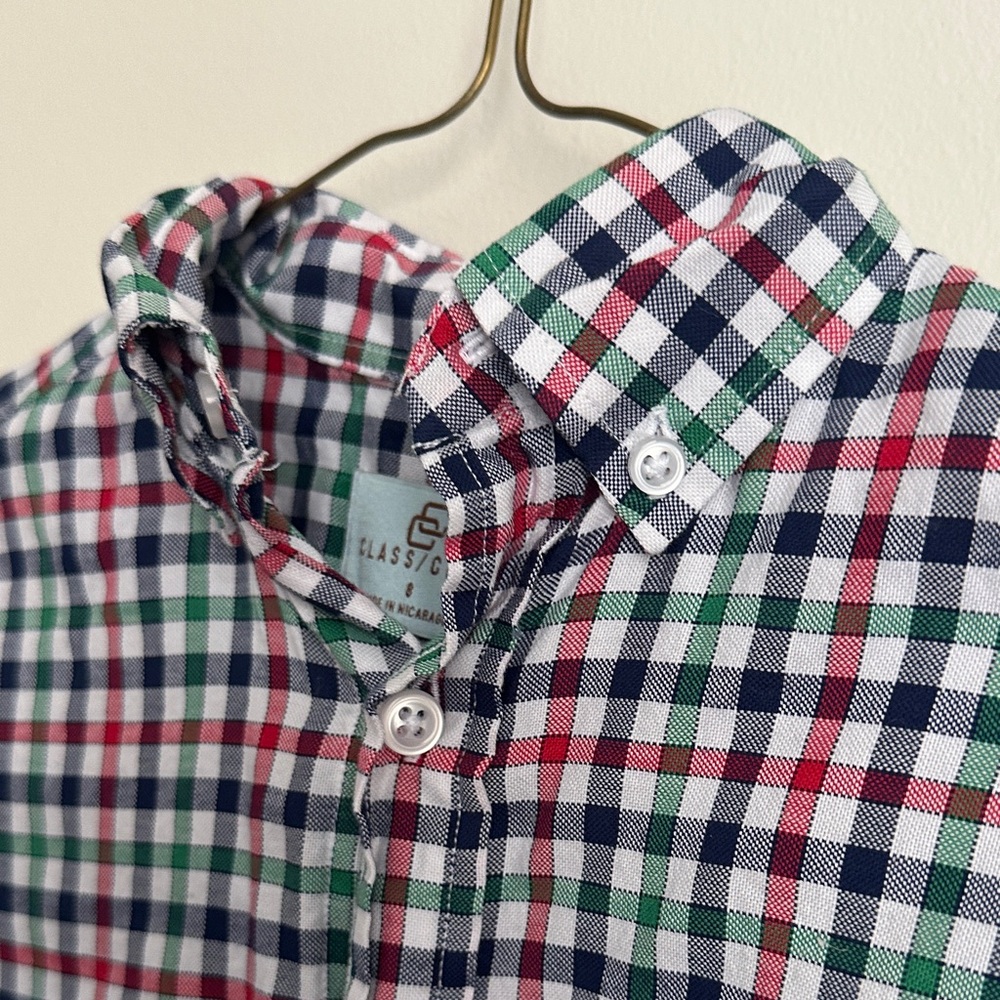 Class Club Multicolor Green, Red, Navy Plaid Button-Down Holiday Shirt - Picture 6 of 10